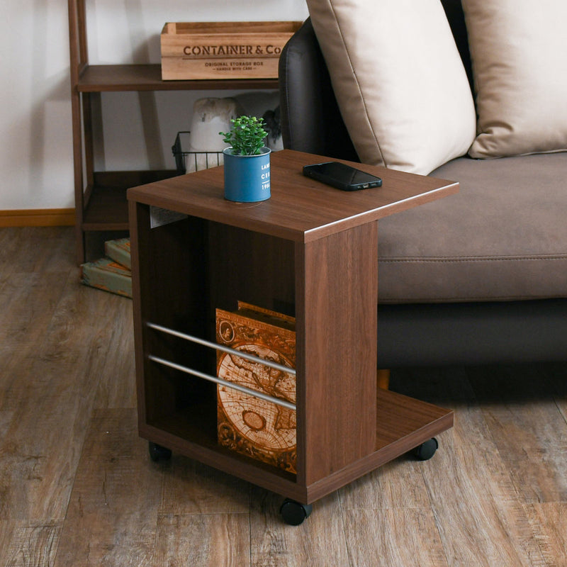 サイドテーブル キャスター 収納 木製 ソファ下差し込み可能 ワイヤレス充電機能付き ラック 高さ50cm