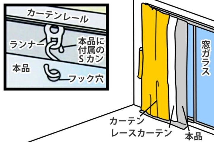 寒さ対策あったかカーテンDX腰高窓用隙間風断熱省エネ幅110cm×丈145cm