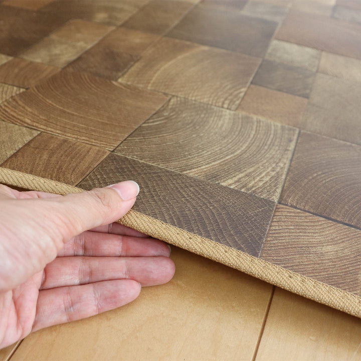 ラグダイニングラグ木目調182×130cm防炎加工撥水加工