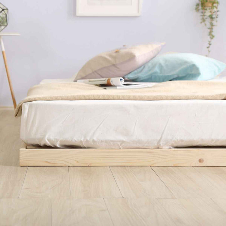 すのこベッドシングルLilitta簡易宮棚セット3段階調整脚付き天然木