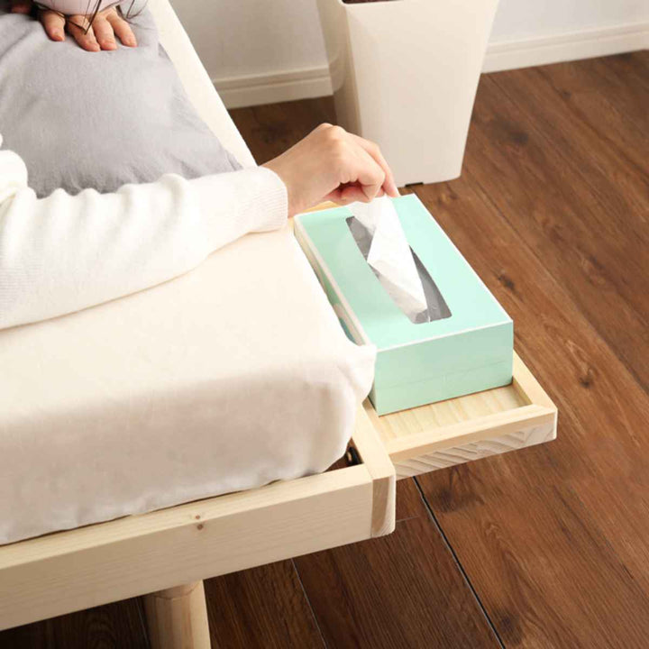 すのこベッドシングルLilitta簡易宮棚セット3段階調整脚付き天然木