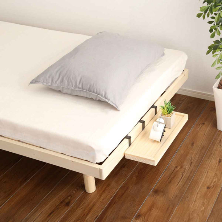 すのこベッドシングルLilitta簡易宮棚セット3段階調整脚付き天然木