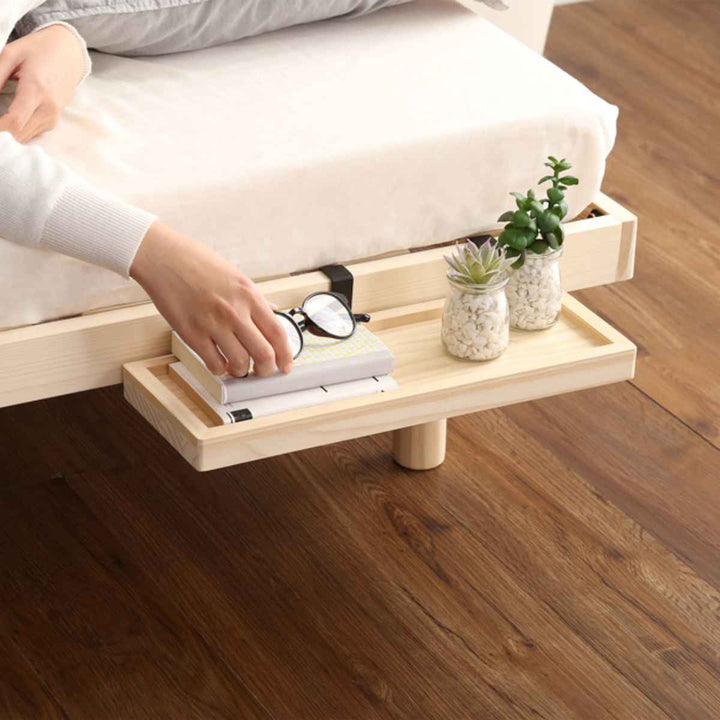 すのこベッドシングルLilitta簡易宮棚セット3段階調整脚付き天然木