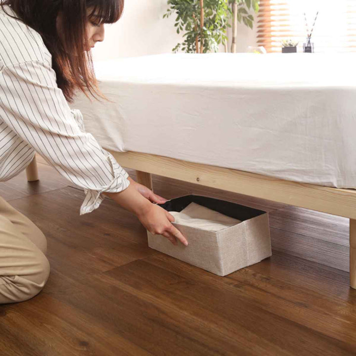 すのこベッドダブルLilitta簡易宮棚セット3段階調整脚付き天然木