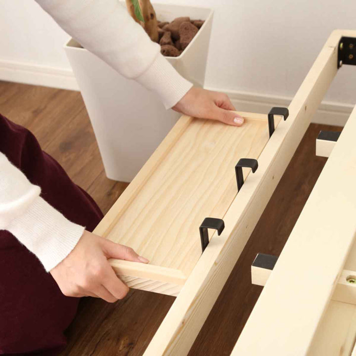 すのこベッドダブルLilitta簡易宮棚セット3段階調整脚付き天然木