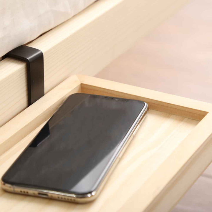 すのこベッドダブルLilitta簡易宮棚セット3段階調整脚付き天然木