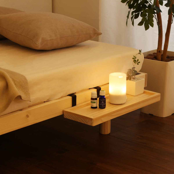 すのこベッドダブルLilitta簡易宮棚セット3段階調整脚付き天然木