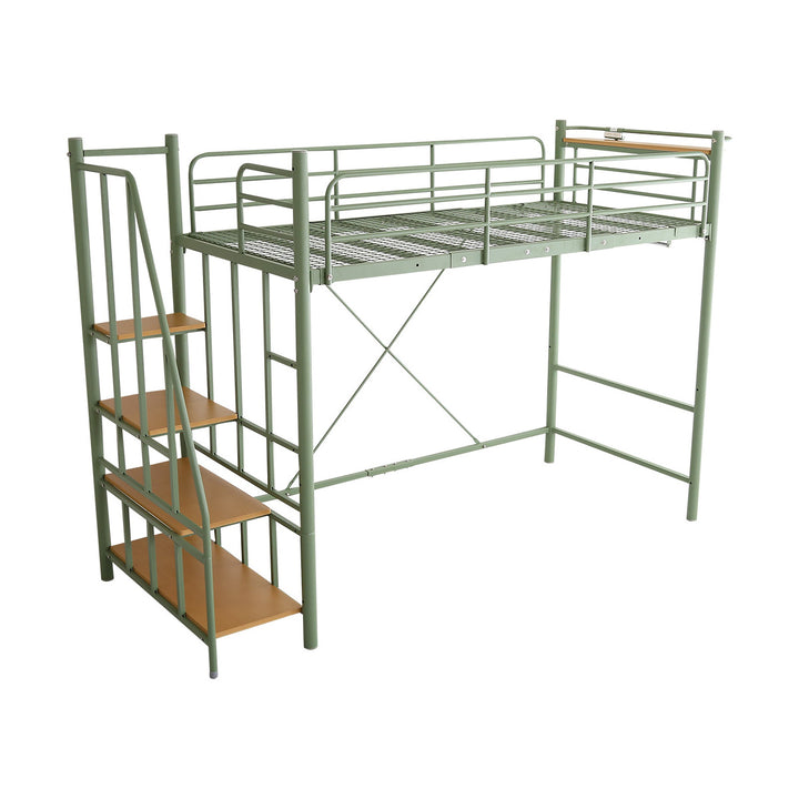 ロフトベッドシングル階段付きメッシュ宮棚2口コンセント付き選べる高さ