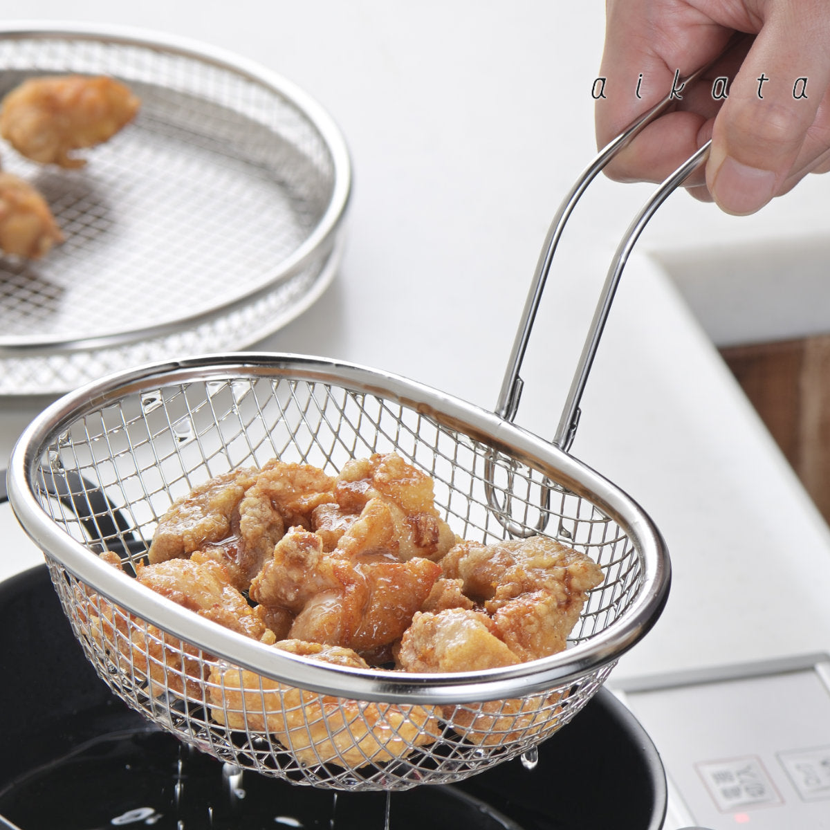 揚げ物ザル 片手 アイカタ 揚げザル ステンレス製 日本製 – ハウジー