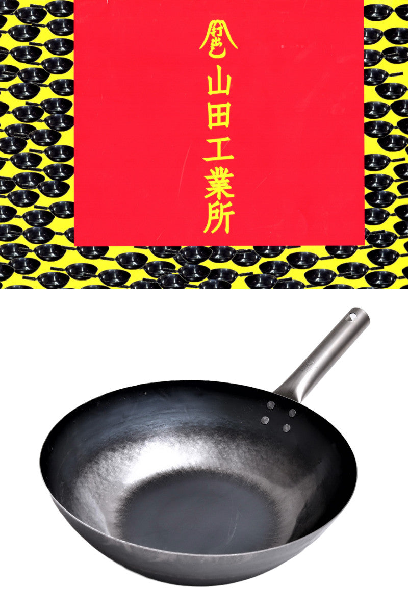 H.S チタン 30cmフライパン　中華鍋 鉄フライパン 30cm 深型 チタン柄 HANAKO 打出し炒め鍋 1.2mm 日本製