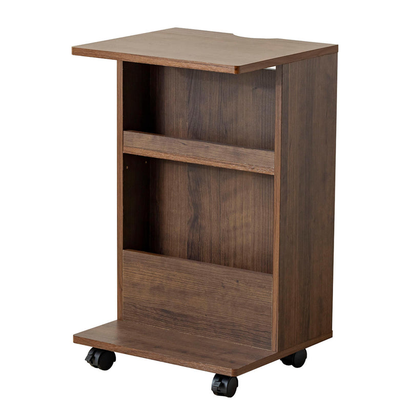 ダークブラウン】パソコンデスク キャスター付きで移動可能ラック付き