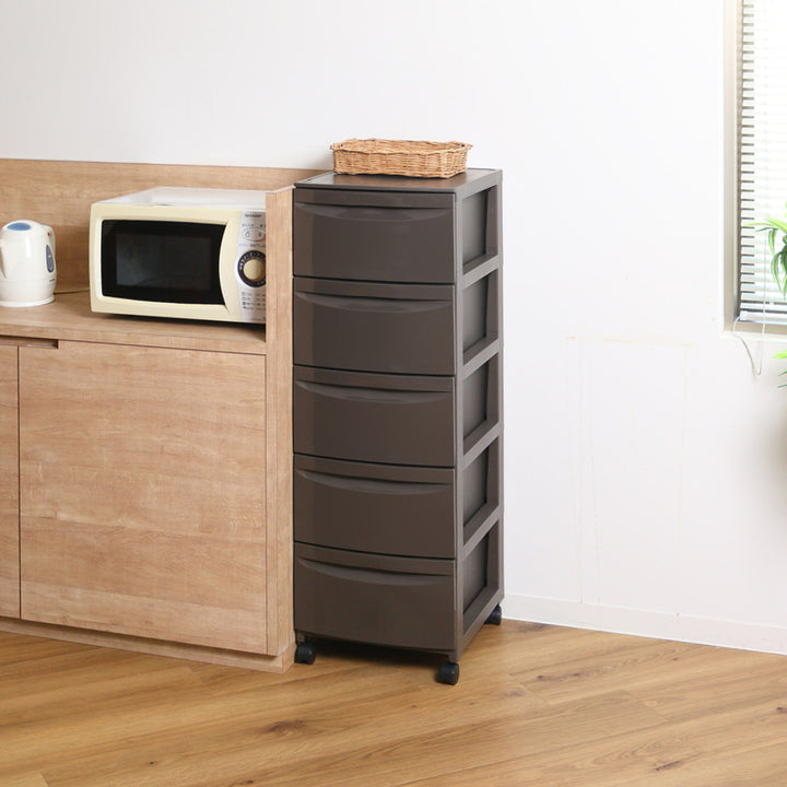 チェスト5段幅36×奥行42×高さ106.2cmキャスター付き