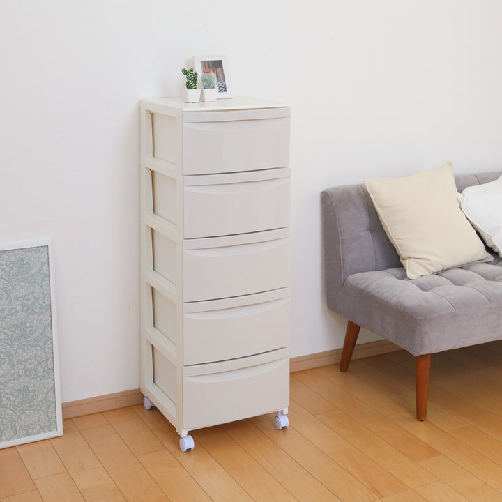 チェスト5段幅36×奥行42×高さ106.2cmキャスター付き