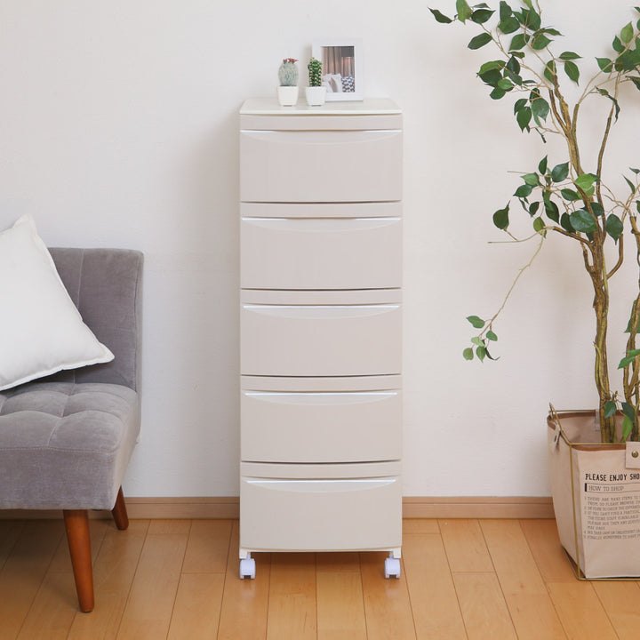 チェスト5段幅36×奥行42×高さ106.2cmキャスター付き