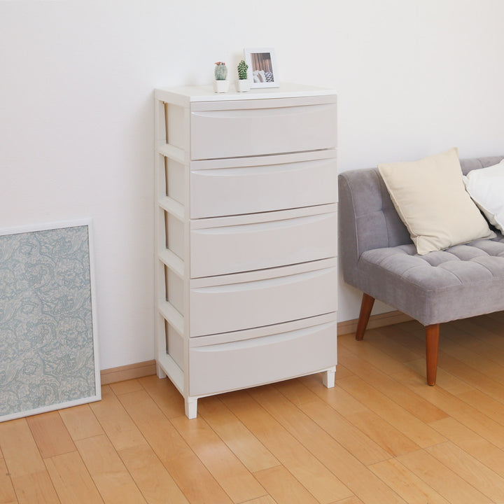 チェスト5段幅54×奥行42×高さ108cm脚付き