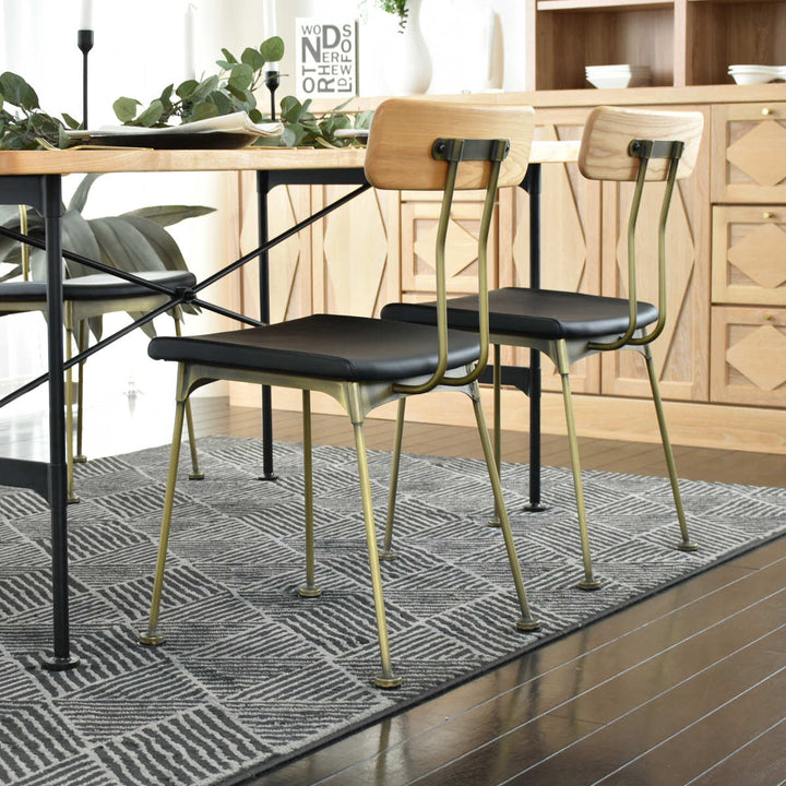 ダイニングチェア2脚セット床傷防止シール付き疲れにくい背もたれ天然木座面高42.5cm