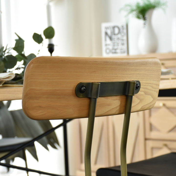 ダイニングチェア2脚セット床傷防止シール付き疲れにくい背もたれ天然木座面高42.5cm