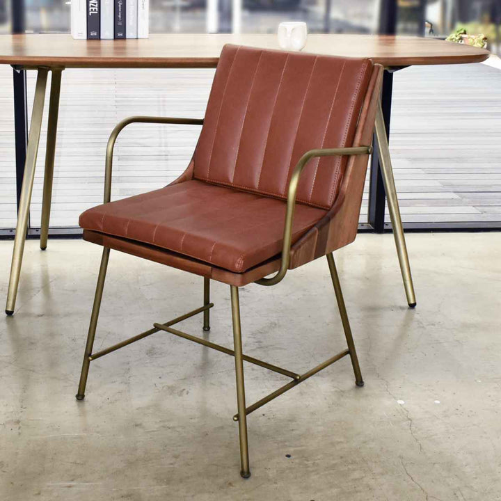 ダイニングチェア肘付き疲れにくい背もたれ天然皮革調高級感座面高48cm