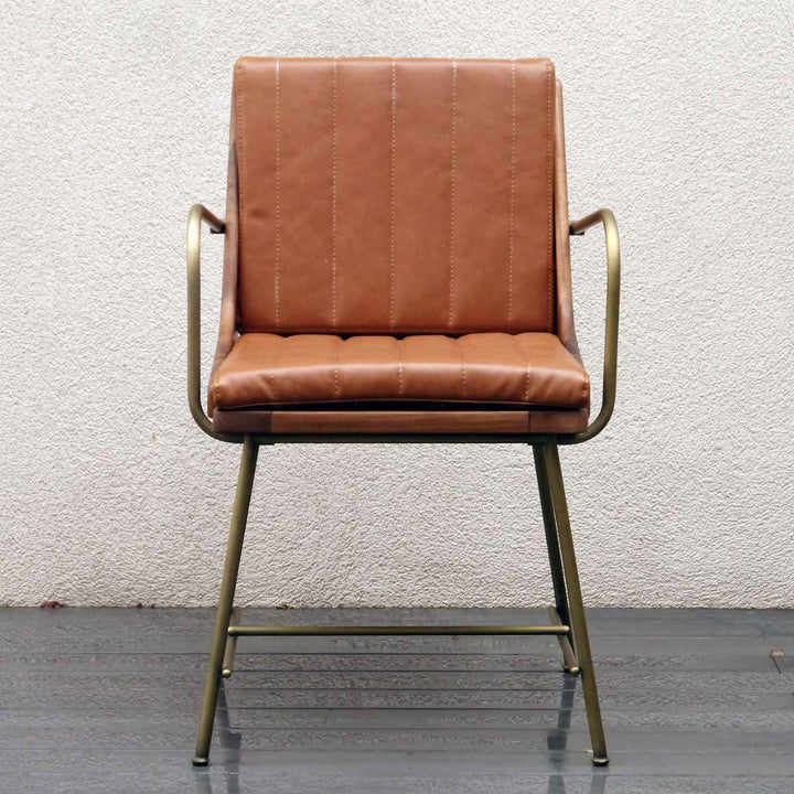 ダイニングチェア肘付き疲れにくい背もたれ天然皮革調高級感座面高48cm