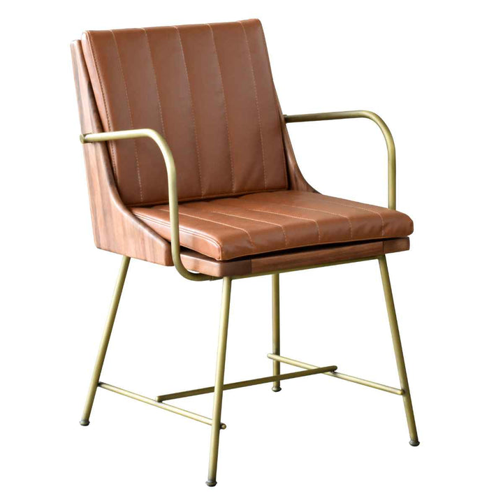 ダイニングチェア肘付き疲れにくい背もたれ天然皮革調高級感座面高48cm