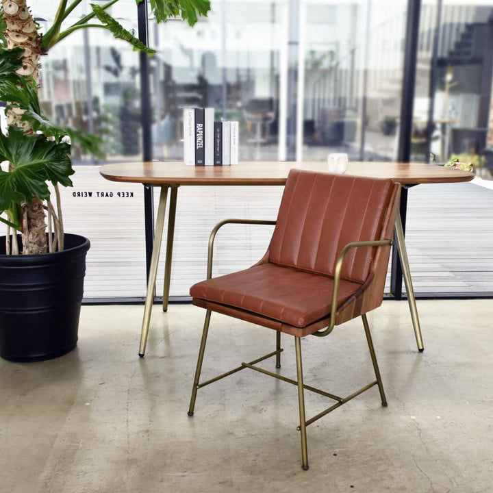 ダイニングチェア肘付き疲れにくい背もたれ天然皮革調高級感座面高48cm