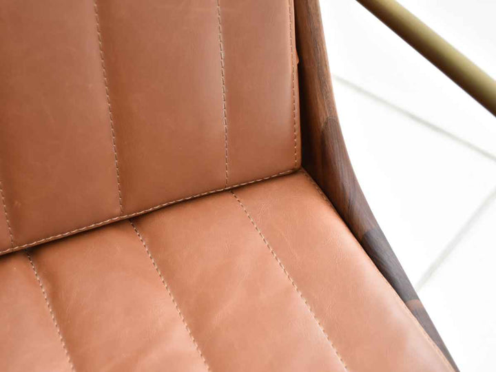 ダイニングチェア肘付き疲れにくい背もたれ天然皮革調高級感座面高48cm