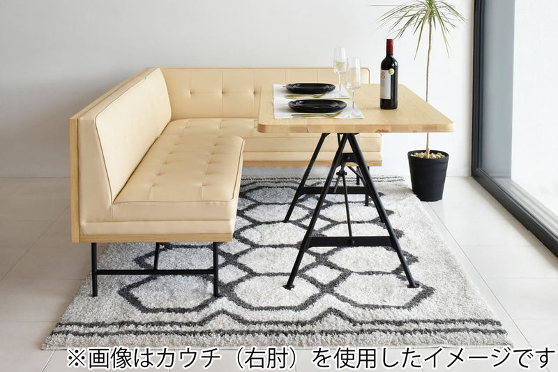 コーナーソファー2人掛け左肘付き 合皮製(革製) 浅黒い ブラウン 【完成
