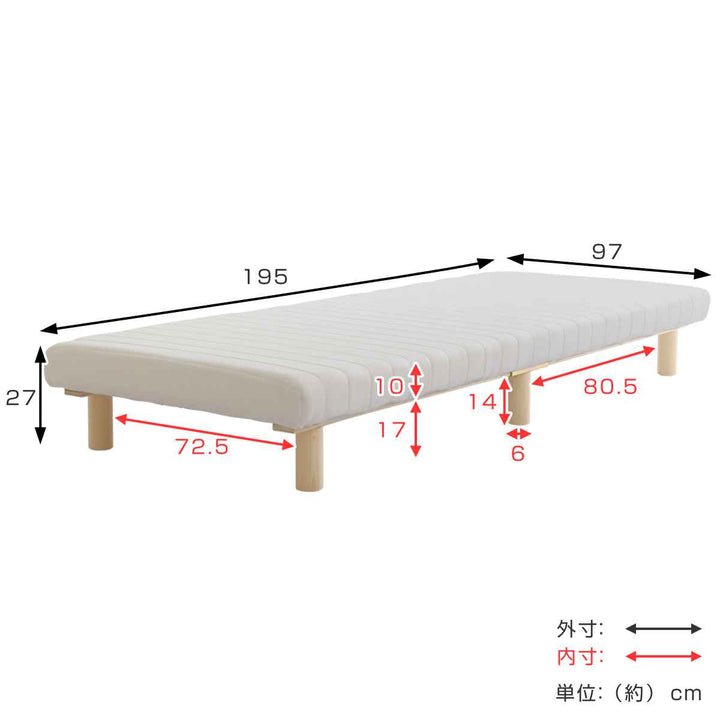 脚付きマットレスシングルTERRDAMウレタン一体型ベッド簡単組立すのこ
