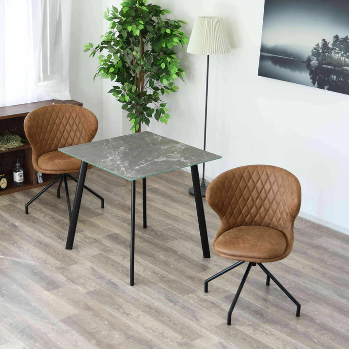 ダイニングチェア回転座面高50cmレザー調カーゴ