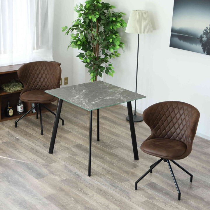 ダイニングチェア回転座面高50cmレザー調カーゴ