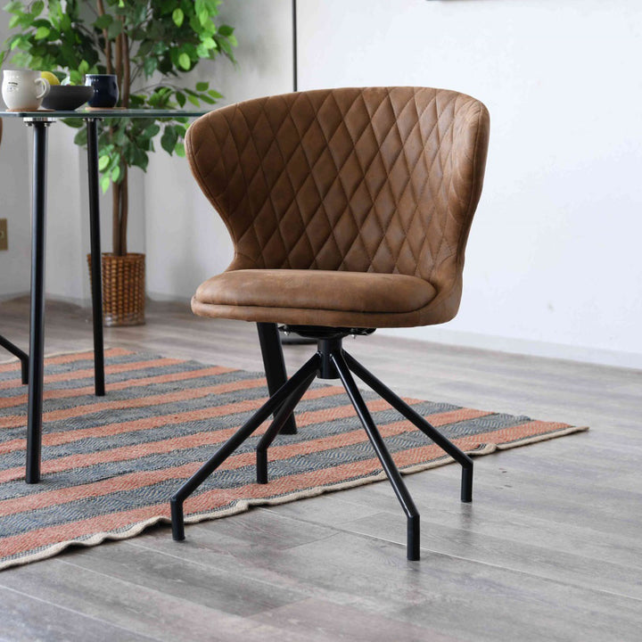 ダイニングチェア回転座面高50cmレザー調カーゴ