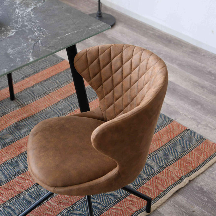 ダイニングチェア回転座面高50cmレザー調カーゴ