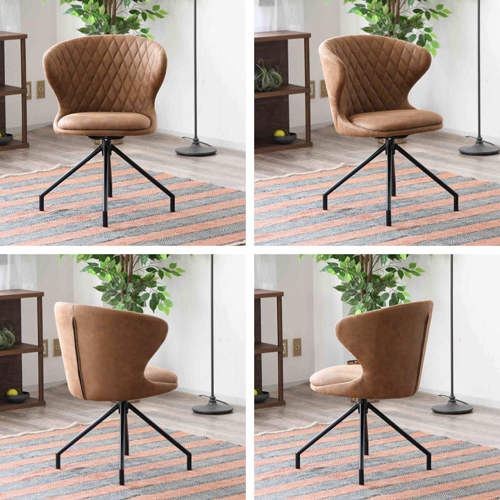 ダイニングチェア回転座面高50cmレザー調カーゴ