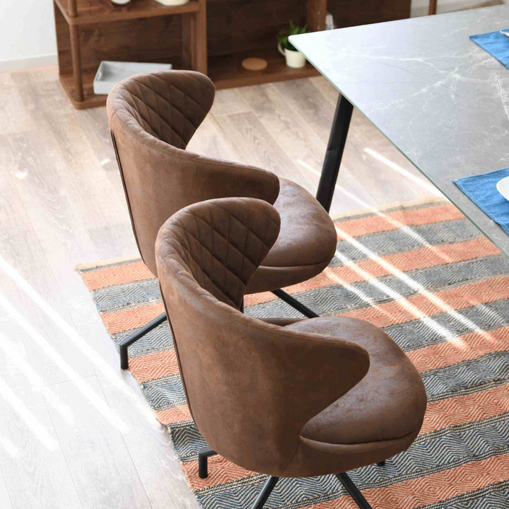 ダイニングチェア回転座面高50cmレザー調カーゴ