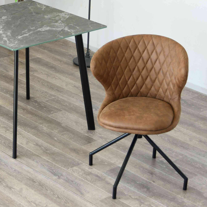 ダイニングチェア回転座面高50cmレザー調カーゴ