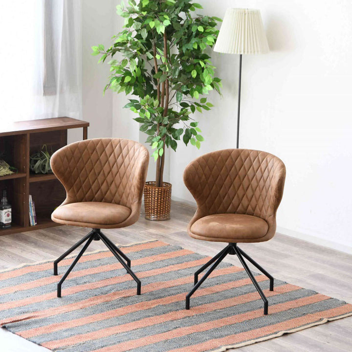 ダイニングチェア回転座面高50cmレザー調カーゴ