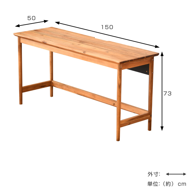 3ドロワーズ無垢材の作業台 幅150cm ワークテーブル 丹念