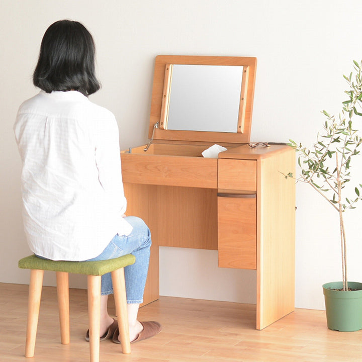 ドレッサー幅65cm鏡台天板開閉タイプルシアン