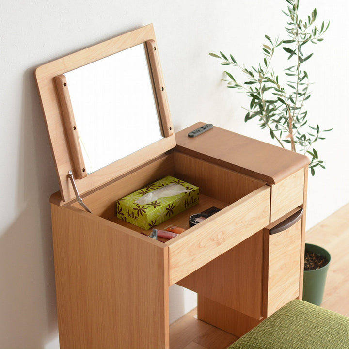 ドレッサー幅65cm鏡台天板開閉タイプルシアン