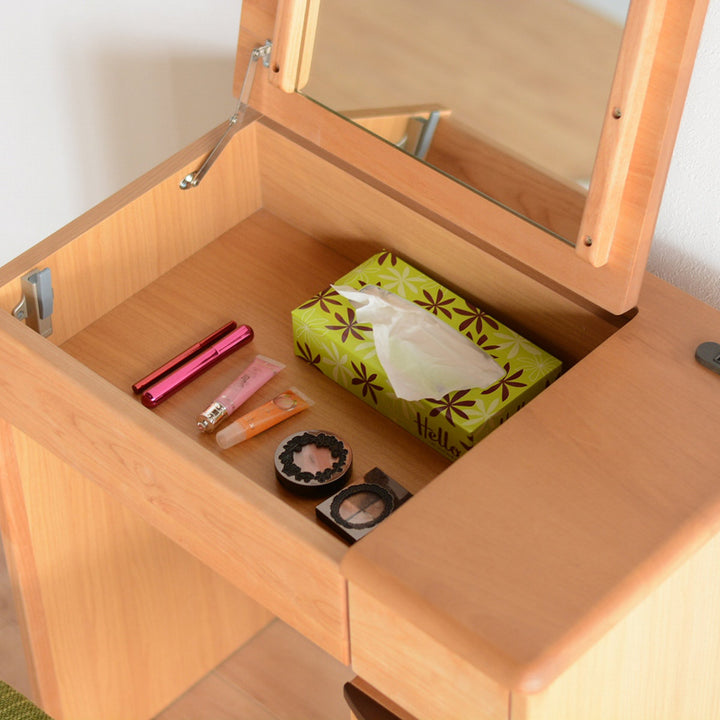 ドレッサー幅65cm鏡台天板開閉タイプルシアン