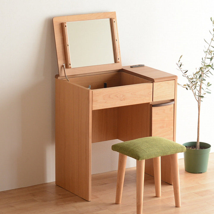 ドレッサー幅65cm鏡台天板開閉タイプルシアン