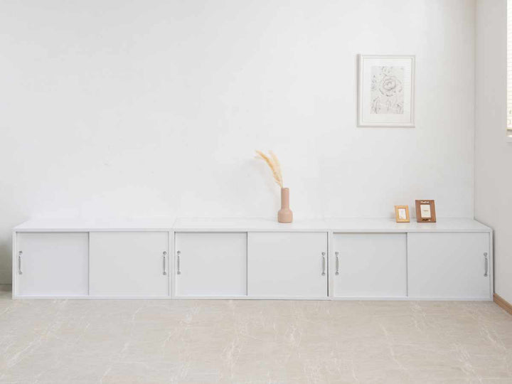 上置き棚幅90cm引戸式ホワイトリビング