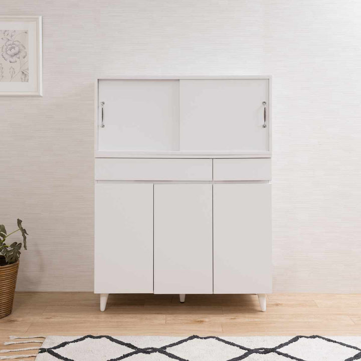 上置き棚幅90cm引戸式ホワイトリビング