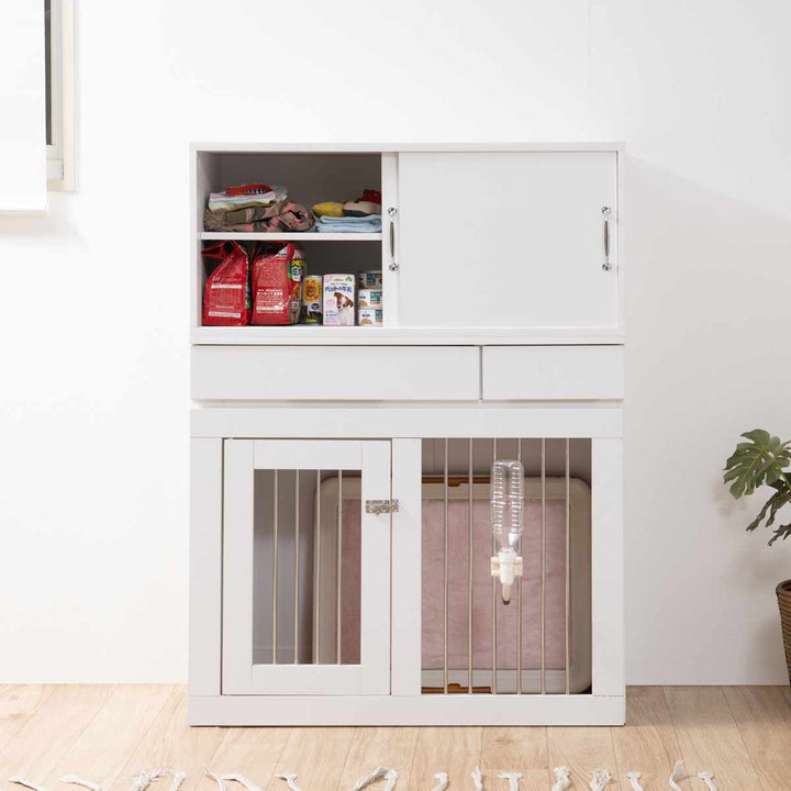 上置き棚幅90cm引戸式ホワイトリビング