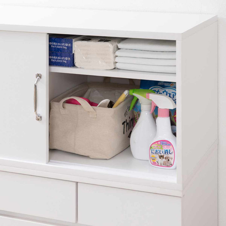 上置き棚幅90cm引戸式ホワイトリビング