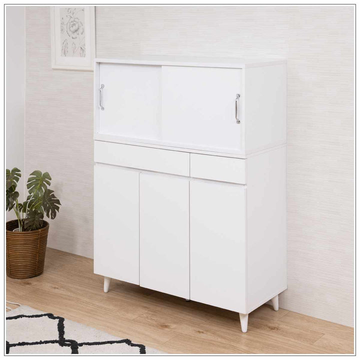 上置き棚幅90cm引戸式ホワイトリビング