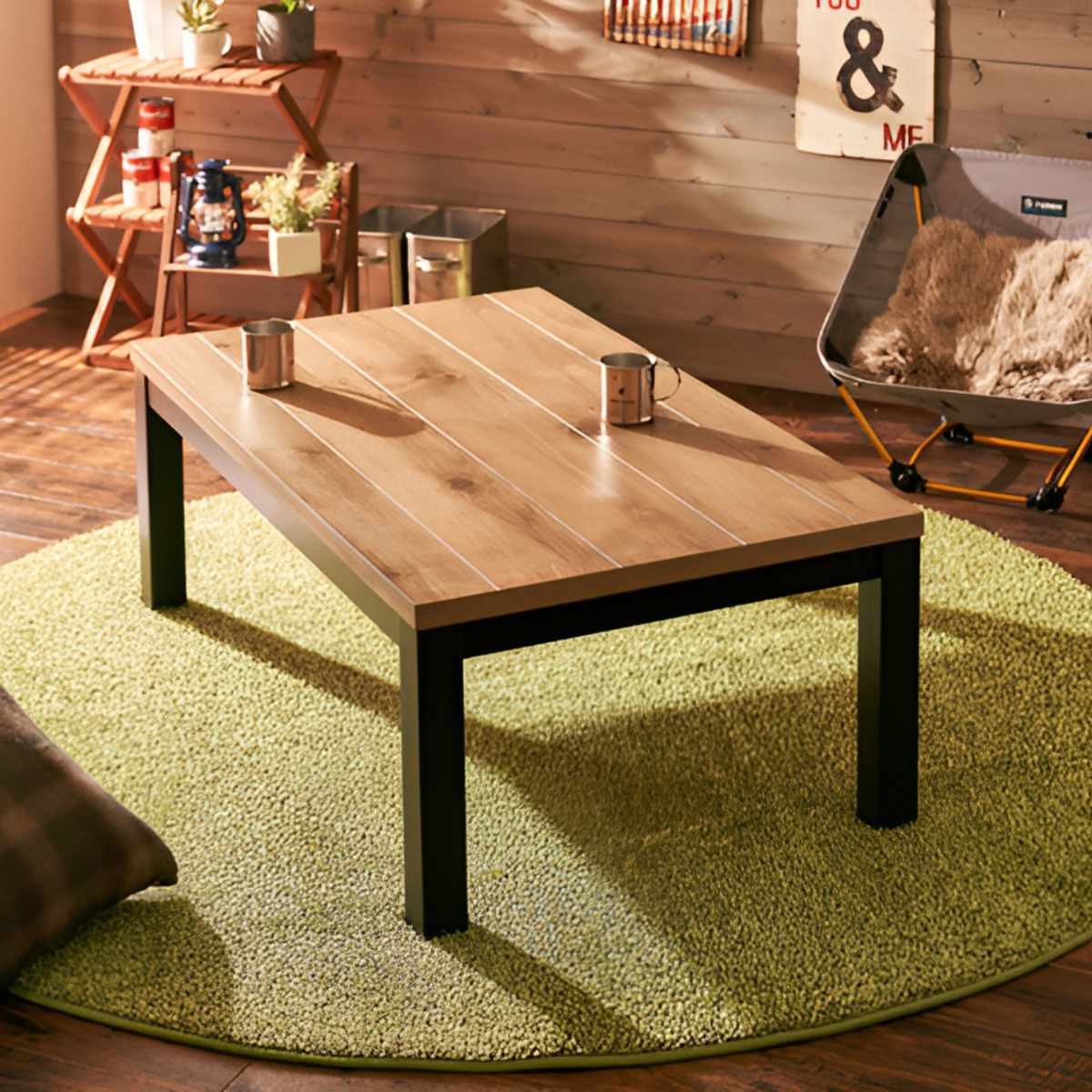 こたつ テーブル おしゃれ 長方形 木目 天板ずれ防止 コード収納 幅