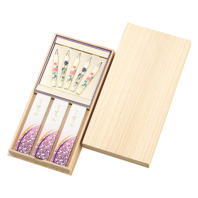 線香 銘香芝山 桐箱絵 ろうそく５本セット 贈答用 日本香堂