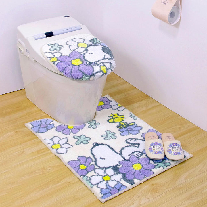 スヌーピー花いっぱいロングトイレマット約80×60cm