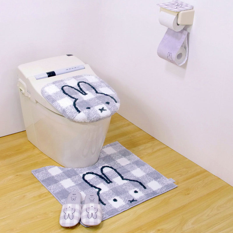 ミッフィーチェックライントイレふたカバー普通用・洗浄用兼用タイプ